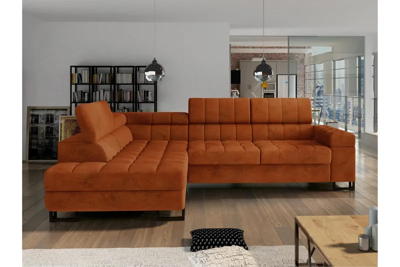 Warwick Sovesofa Med 3-Sæders Chaiselong - Orange - Møbler - Sofaer - Sovesofaer