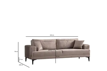 Winskill 3-personers Sofa - Beige - Møbler - Sofaer - 3 personers sofa