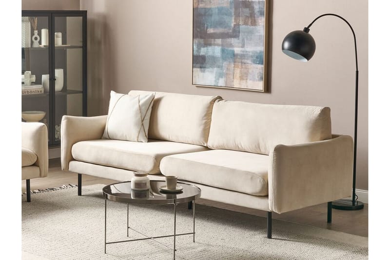 Woodal Sofa 3-personers - Beige/Sort - Møbler - Sofaer - Velour sofaer