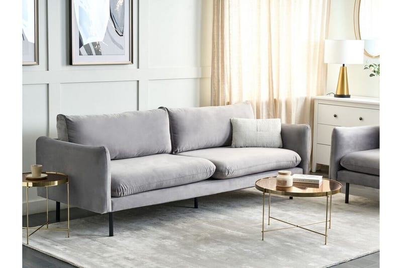 Woodal Sofa 3-personers - Grå/Sort - Møbler - Sofaer - Velour sofaer