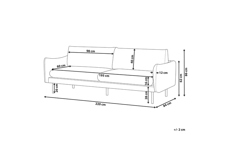 Woodal Sofa 3-personers - Blå/Sort - Møbler - Sofaer - 3 personers sofa