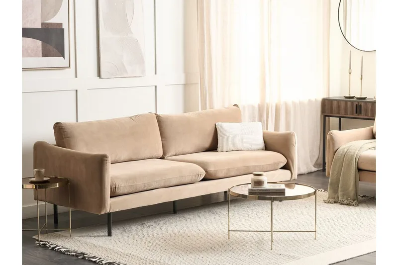 Woodal Sofa 3-personers - Beige/Sort - Møbler - Sofaer - Velour sofaer