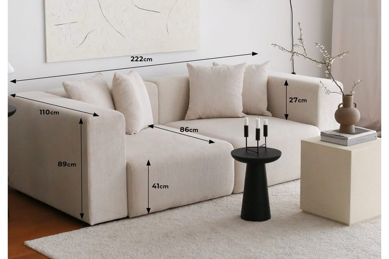 Yolo Sofa 2-pers - Hvid - 3 personers sofa
