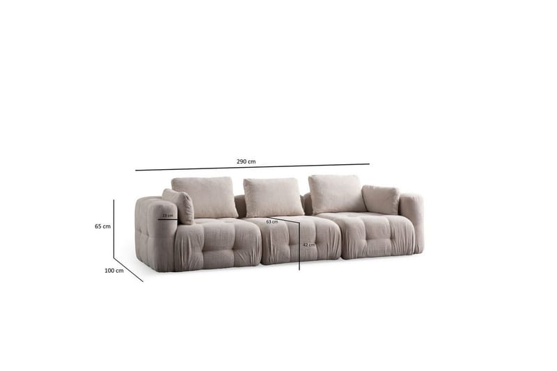 Yvara Sofa 3-sits - Beige - Møbler - Sofaer - 3 personers sofa