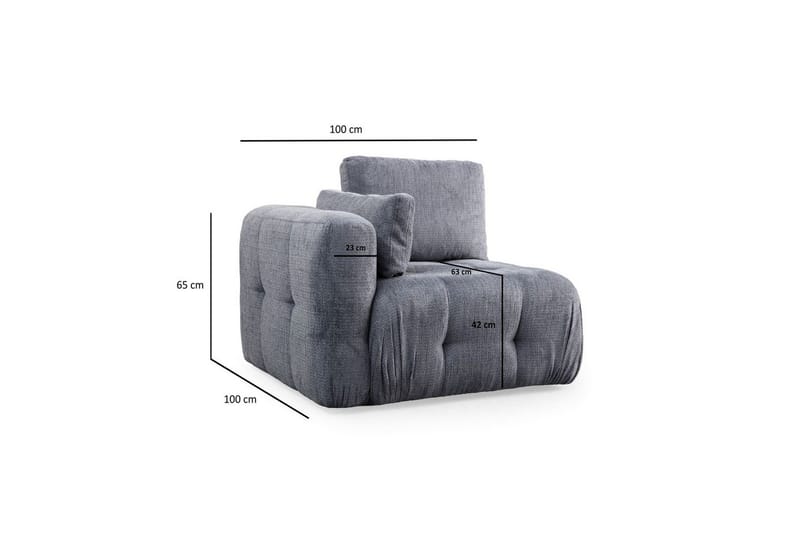 Yvara Sofa 3-sits - Grå - Møbler - Sofaer - Modulsofaer - Komplet modulsofa