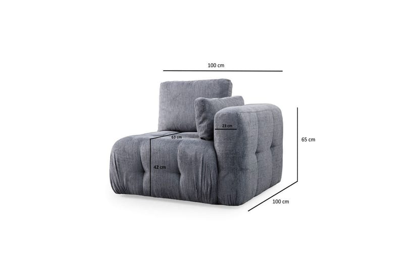 Yvara Sofa 3-sits - Grå - Møbler - Sofaer - Modulsofaer - Komplet modulsofa