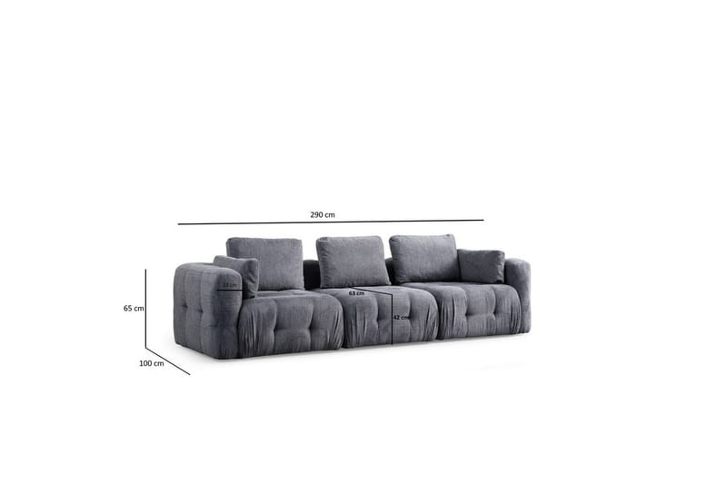 Yvara Sofa 3-sits - Grå - Møbler - Sofaer - 3 personers sofa