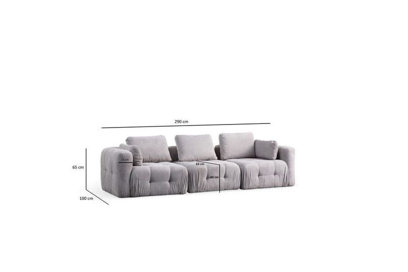 Yvara Sofa 3-sits - Grå - Møbler - Sofaer - 3 personers sofa