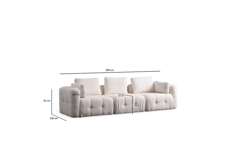 Yvara Sofa 3-sits - Hvid - Møbler - Sofaer - 3 personers sofa