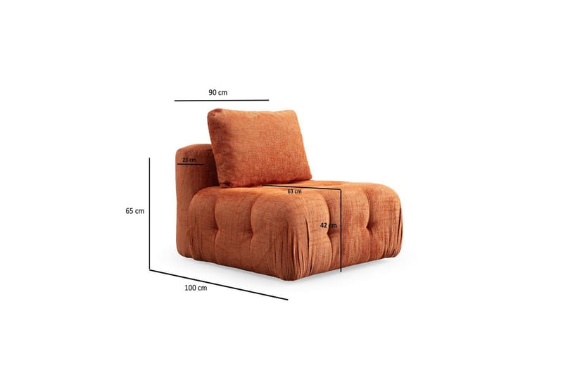 Yvara Sofa 3-sits - Orange - Møbler - Sofaer - Modulsofaer - Komplet modulsofa