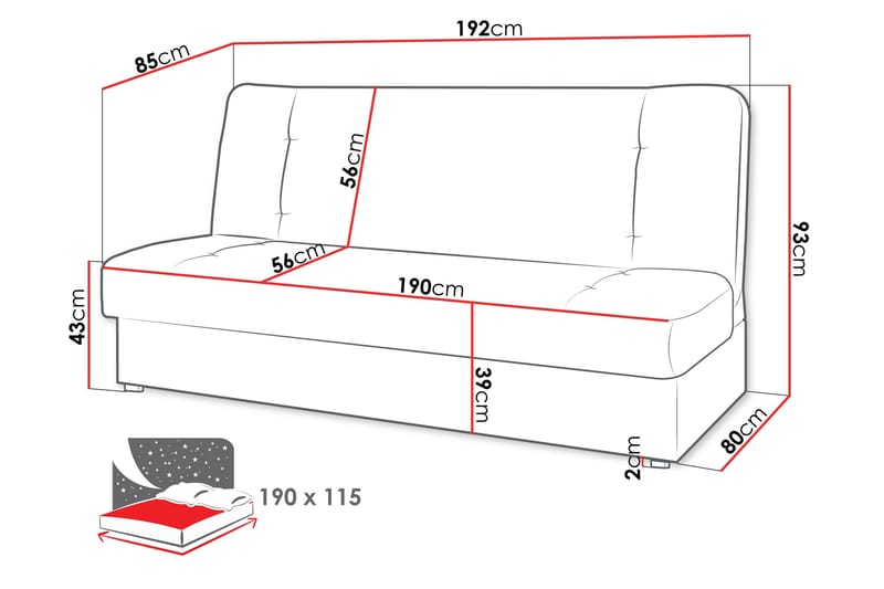 Zelka Sovesofa 2-Personers - Beige - Møbler - Sofaer - Sovesofaer
