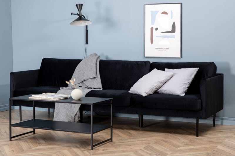 Zoom 3-personers Sofa Fløjl - Sort - Møbler - Sofaer - Velour sofaer