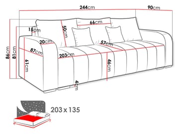 Zulueta 3-personers sovesofa - grå - Møbler - Sofaer - Sovesofaer