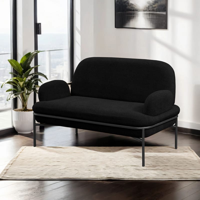 Zyricus 2-personers sofa Teddy - Sort - Møbler - Sofaer - 2 personers sofa