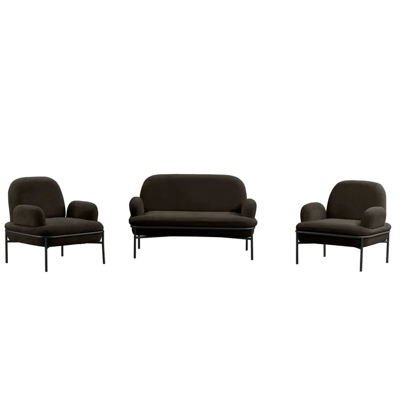 Zyricus sofagruppe 2-personers sofa + 2 lænestole Teddy, Antracit