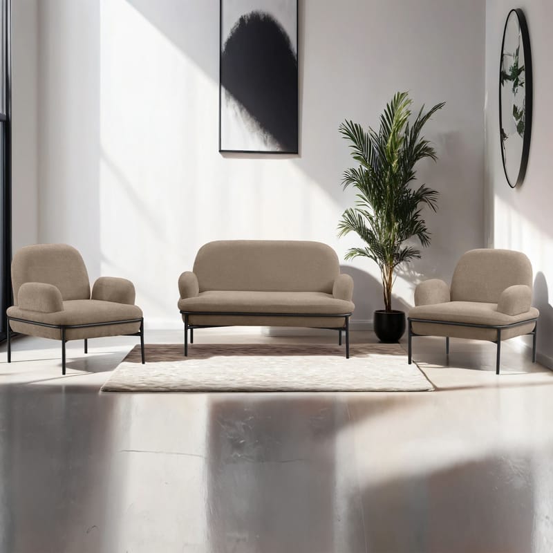 Zyricus sofagruppe 2-personers sofa + 2 lænestole Teddy - Cappuccino - Møbler - Sofaer - Sofagrupper