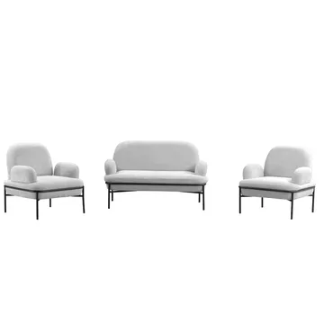Zyricus sofagruppe 2-personers sofa + 2 lænestole Teddy - Hvid - Møbler - Sofaer - Sofagrupper