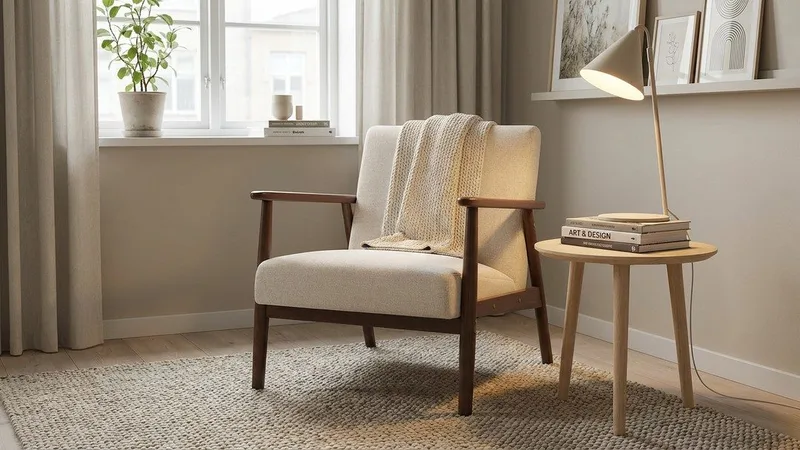 Ängsbro lænestol i stof - Beige - Møbler - Stole & lænestole - Lænestole