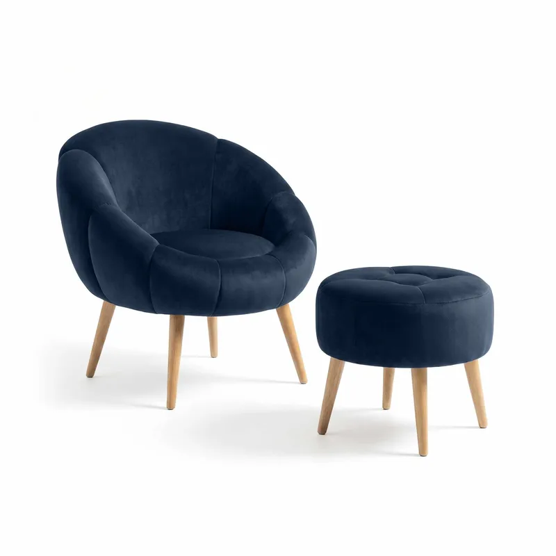 Øreklapstol- og pufsæt (2 dele) Atelier Del Sofa Lida (75 x 100 x 42 cm) Antracit, Antracit