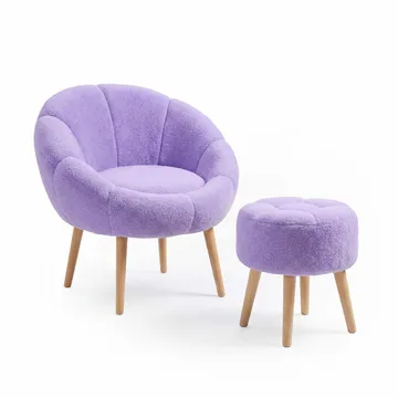 Øreklapstol- og pufsæt (2 dele) Atelier Del Sofa Lida (75 x 100 x 42 cm) Lilla