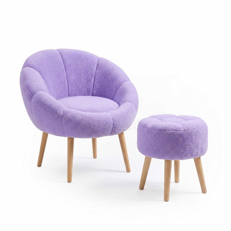 Øreklapstol- og pufsæt (2 dele) Atelier Del Sofa Lida (75 x 100 x 42 cm) Lilla, undefined