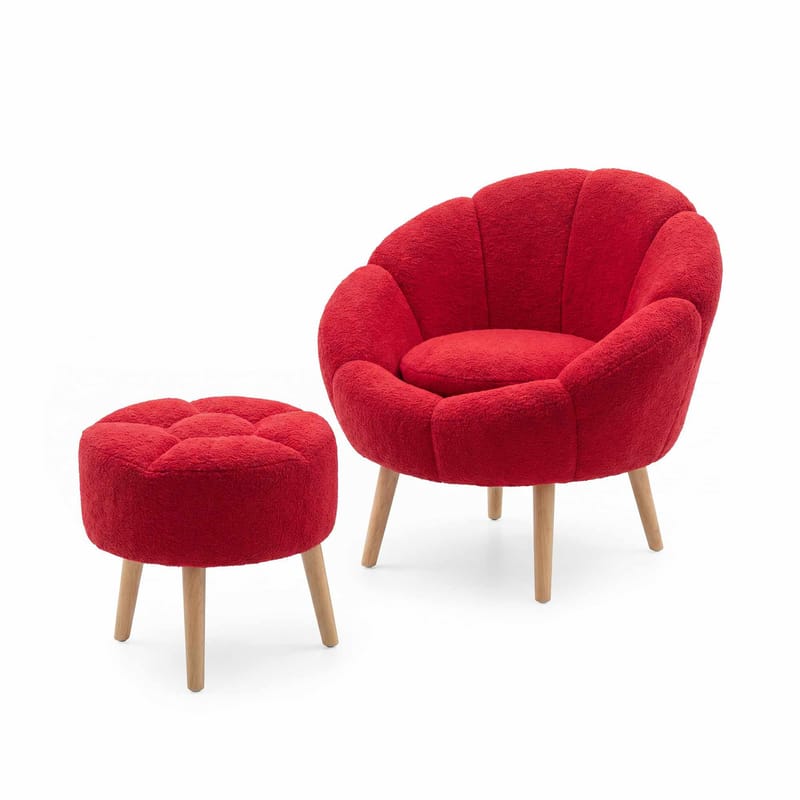 Øreklapstol- og pufsæt (2 dele) Atelier Del Sofa Lida (75 x 100 x 42 cm) Fuchsia, undefined