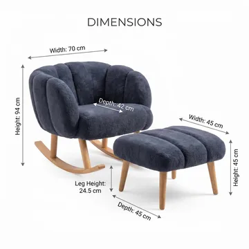 Øreklapstol- og pufsæt (2 dele) Atelier Del Sofa Lotus (70 x 94 x 42 cm) Antracit - Antracit - Møbler - Stole & lænestole - Lænestole