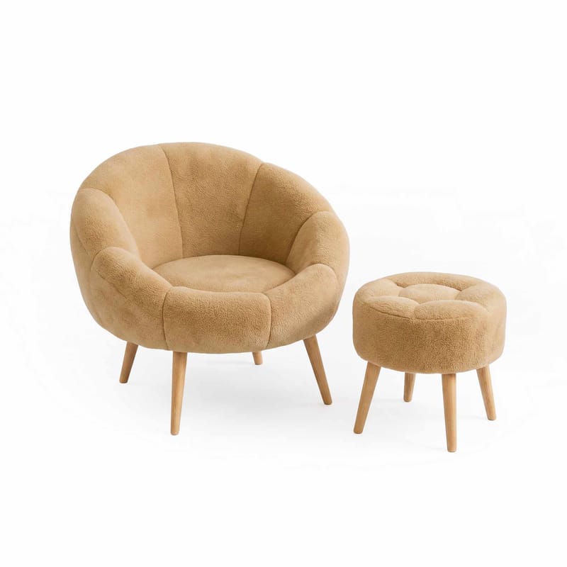 Øreklapstol- og pufsæt (2 dele) Atelier Del Sofa Lida (75 x 100 x 42 cm) Brun, undefined
