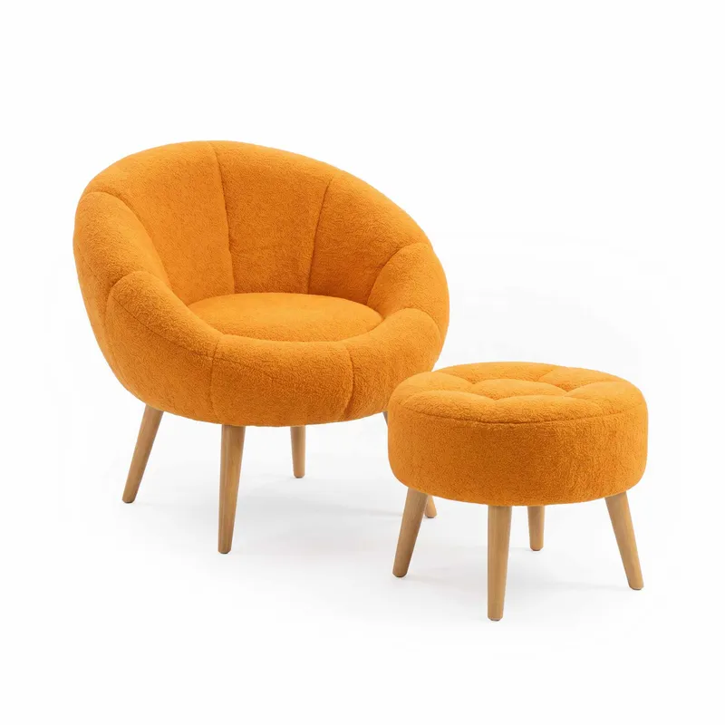 Øreklapstol- og pufsæt (2 dele) Atelier Del Sofa Lida (75 x 100 x 42 cm) Orange, undefined