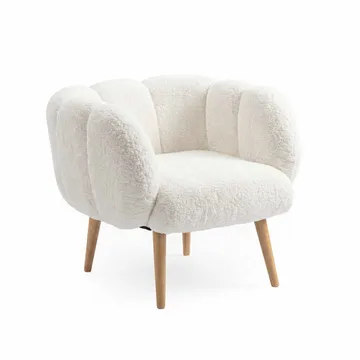 Ørelænestol- og sidebordssæt (2 dele) Atelier Del Sofa Lotus (70 x 94 x 42 cm) Hvid - Møbler - Stole & lænestole - Lænestole