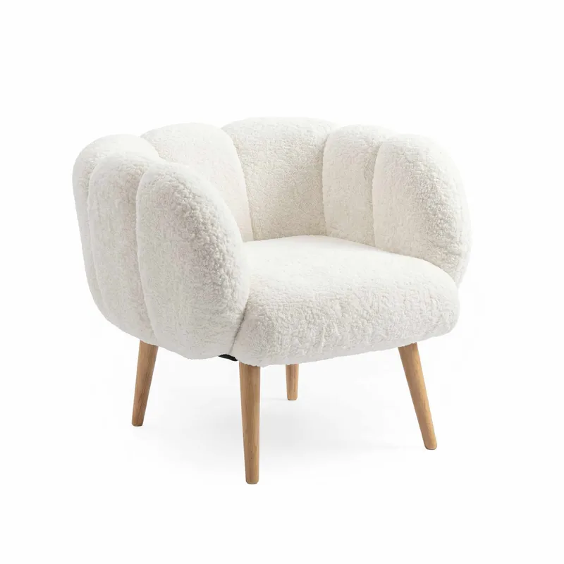 Ørelænestol- og sidebordssæt (2 dele) Atelier Del Sofa Lotus (70 x 94 x 42 cm) Hvid, undefined