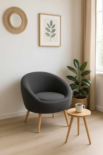 Ørelænestol- og sidebordssæt (2 dele) Atelier Del Sofa Tea set (70 x 94 x 42 cm) Antracit - Antracit - Møbler - Stole & lænestole - Lænestole