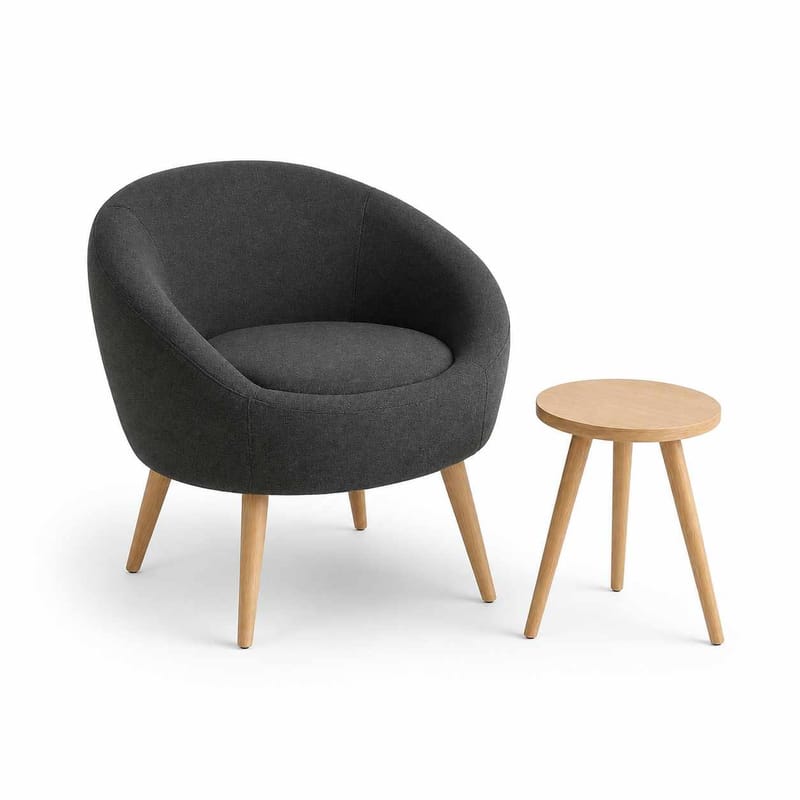 Ørelænestol- og sidebordssæt (2 dele) Atelier Del Sofa Tea set (70 x 94 x 42 cm) Antracit - Antracit - Møbler - Stole & lænestole - Lænestole