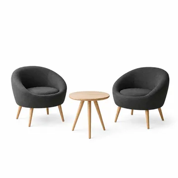 Ørelænestol- og sidebordssæt (3 dele) Atelier Del Sofa Tea set (70 x 94 x 42 cm) Antracit - Antracit - Møbler - Stole & lænestole - Lænestole