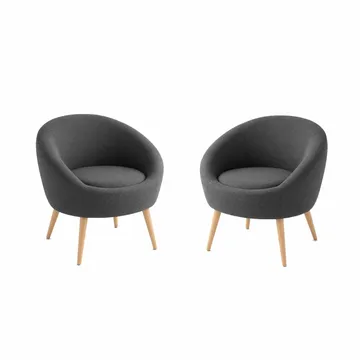 Ørelænestol- og sidebordssæt (3 dele) Atelier Del Sofa Tea set (70 x 94 x 42 cm) Antracit - Antracit - Møbler - Stole & lænestole - Lænestole