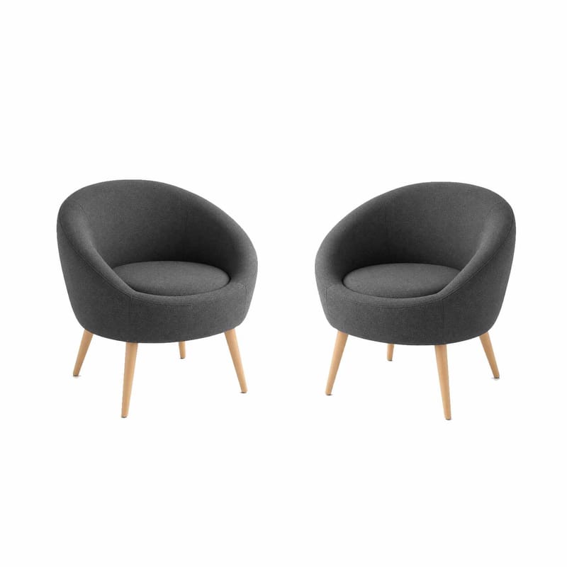 Ørelænestol- og sidebordssæt (3 dele) Atelier Del Sofa Tea set (70 x 94 x 42 cm) Antracit - Antracit - Møbler - Stole & lænestole - Lænestole