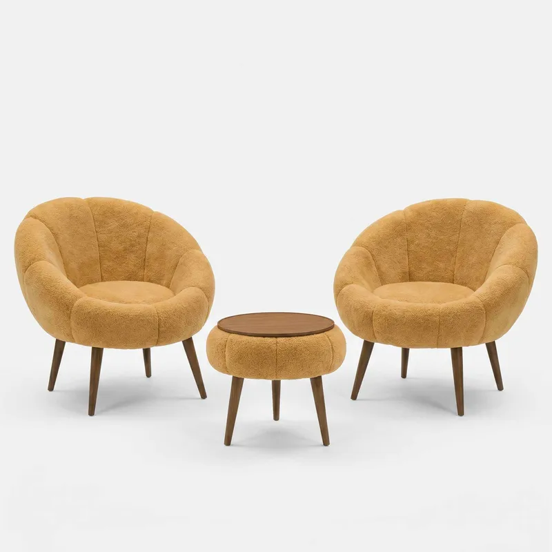 Ørelænestol- og sofabordssæt (3 dele) Atelier Del Sofa Lida Wellsoft (75 x 100 x 42 cm) Brun, undefined