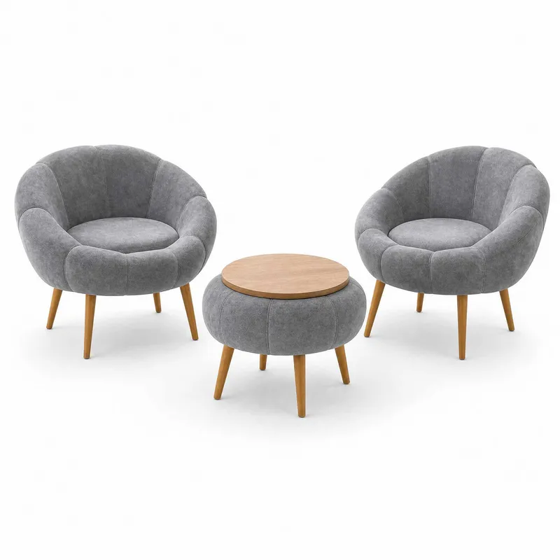 Ørelænestol- og sofabordssæt (3 dele) Atelier Del Sofa Lida Wellsoft (75 x 100 x 42 cm) Grå, undefined
