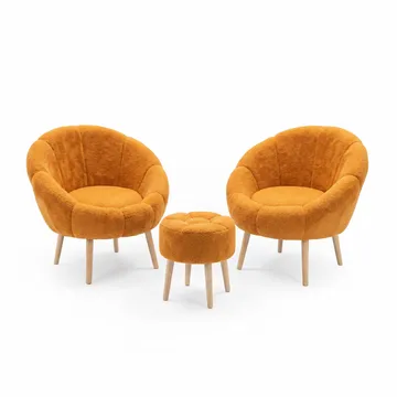 Ørelænestol- og pufsæt (3 dele) Atelier Del Sofa Lida Wellsoft (75 x 100 x 42 cm) Orange