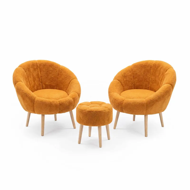 Ørelænestol- og pufsæt (3 dele) Atelier Del Sofa Lida Wellsoft (75 x 100 x 42 cm) Orange