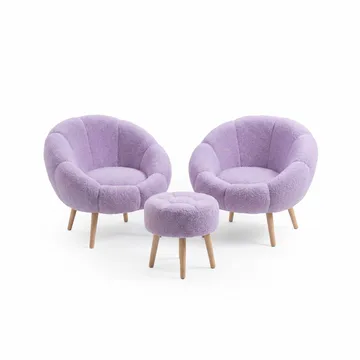 Ørelænestol- og pufsæt (3 dele) Atelier Del Sofa Lida Wellsoft (75 x 100 x 42 cm) Lilla