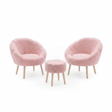 Ørelænestol- og pufsæt (3 dele) Atelier Del Sofa Lida Wellsoft (75 x 100 x 42 cm) Lyserød
