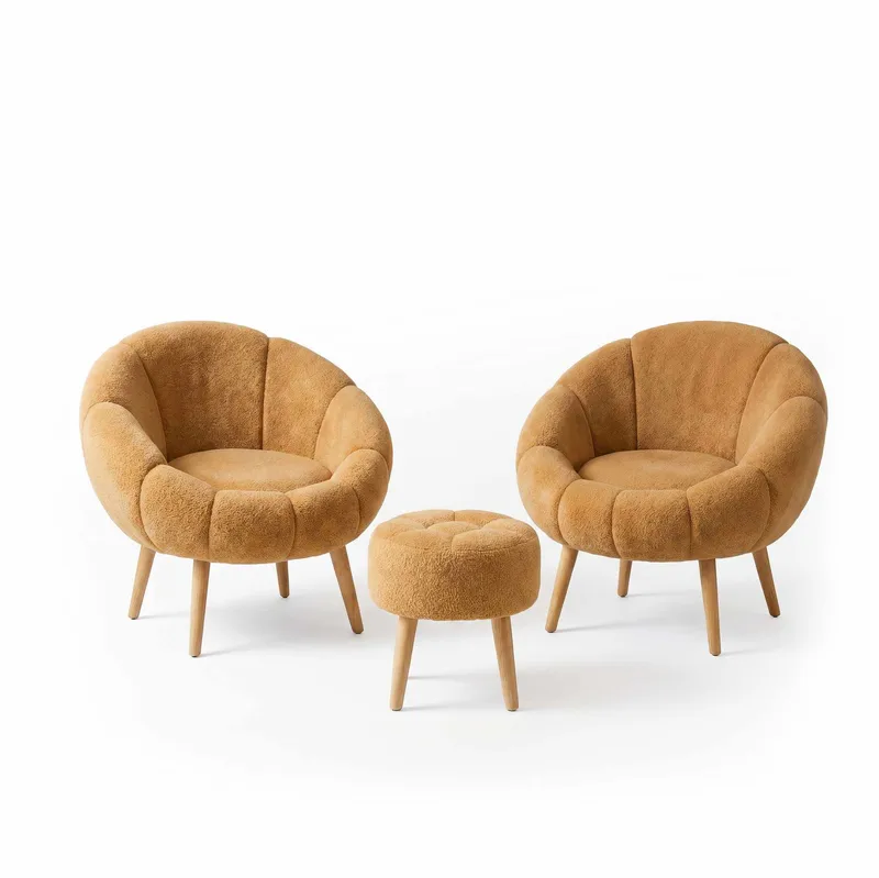Ørelænestol- og pufsæt (3 dele) Atelier Del Sofa Lida Wellsoft (75 x 100 x 42 cm) Brun, undefined