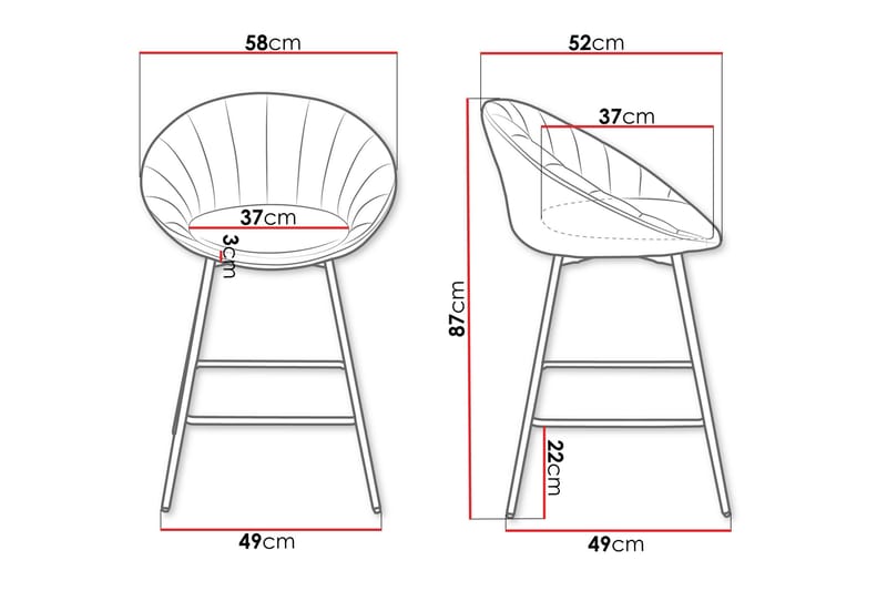 Aikka Barstol 87 cm - Grå - Møbler - Stole & lænestole - Barstole