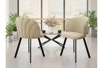 Akitomo Spisebordsstol i Stof med Metalben - Beige - Møbler - Stole & lænestole - Spisebordsstole & køkkenstole