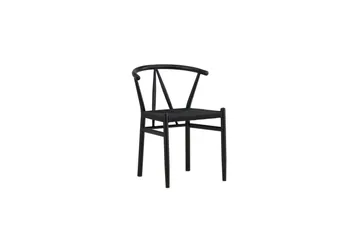 Alfons Spisebordsstol i Metal med Rattanplade - Sort - Møbler - Stole & lænestole - Spisebordsstole & køkkenstole