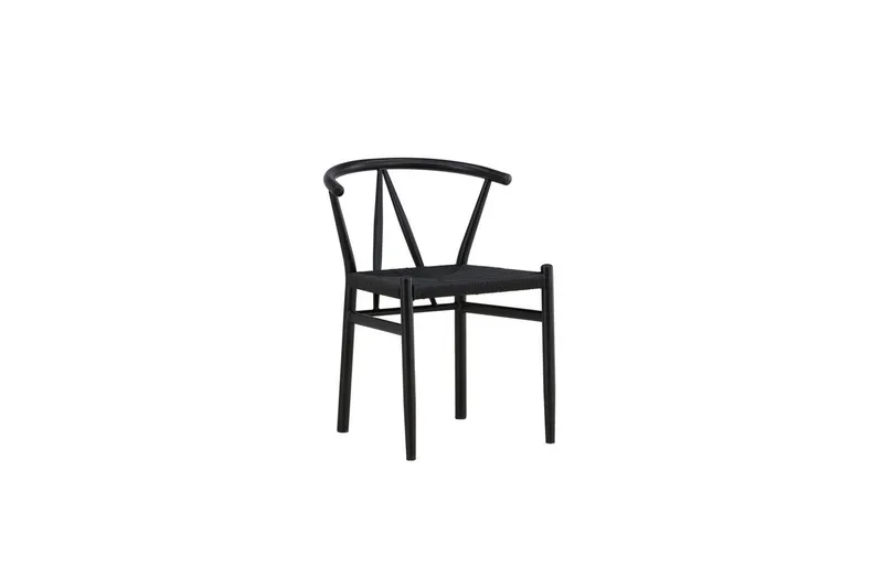 Alfons Spisebordsstol i Metal med Rattanplade, Sort