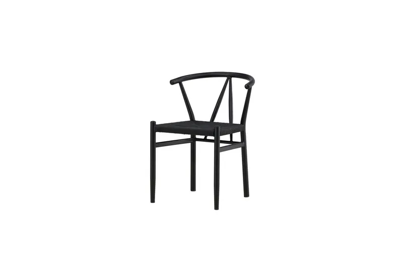 Alfons Spisebordsstol i Metal med Rattanplade - Sort - Møbler - Stole & lænestole - Spisebordsstole & køkkenstole