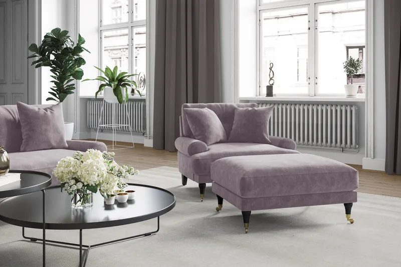 Andrew Loveseat Velour - Lilla/Messing - Møbler - Stole & lænestole - Lænestole