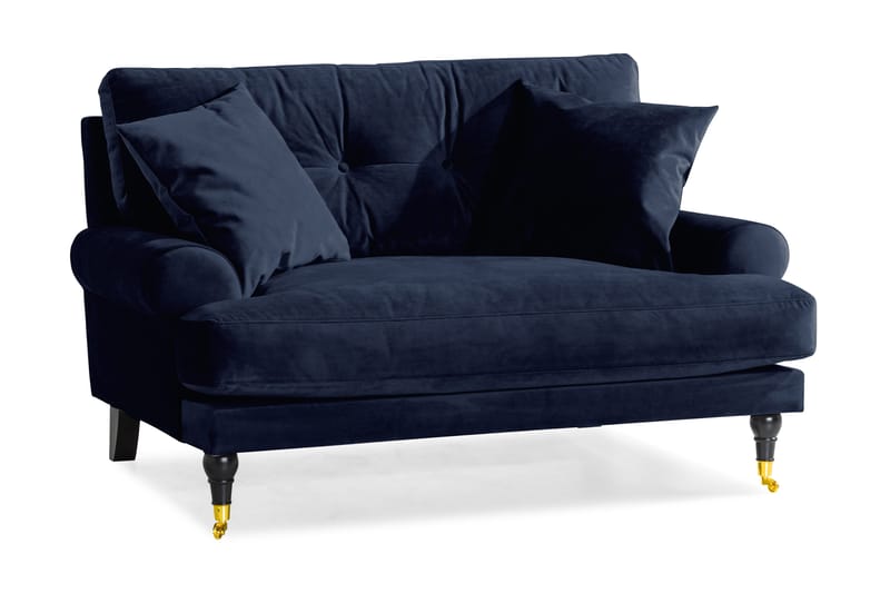 Andrew Loveseat Velour, Midnatsblå/Messing